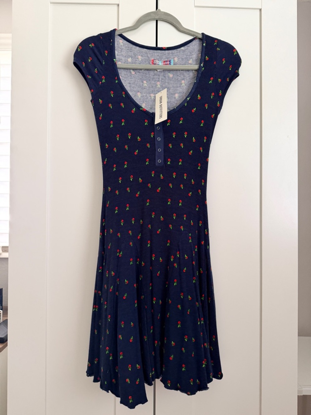 Urban Outfitters Navy Mini Dress with Red Rose Print